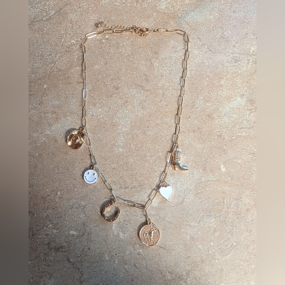 Western Style Gold Charm Necklace